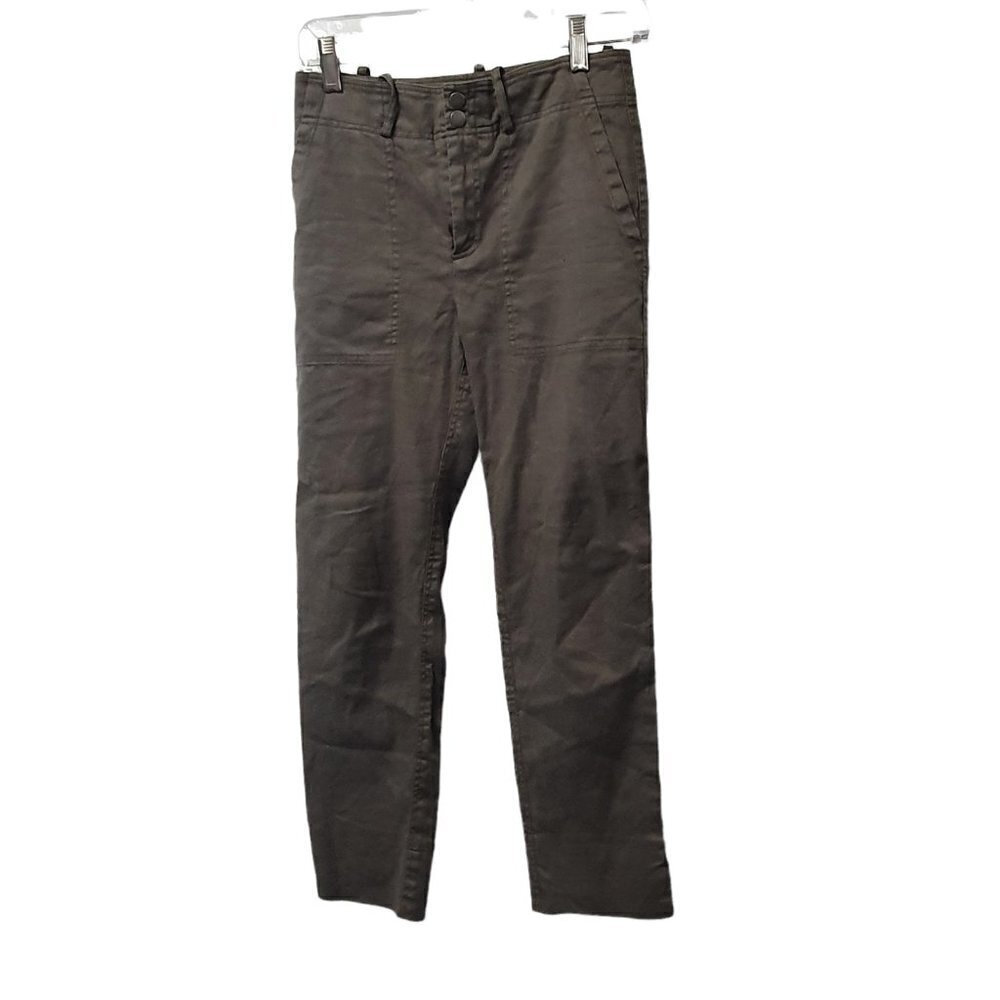 Peruvian Connection Taupe Linen Cotton Blend Womens 2 Cargo Pants Straight‎ Leg